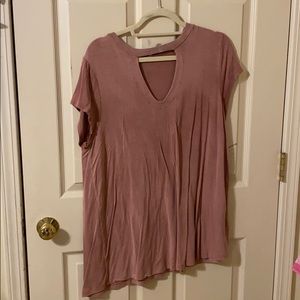 Mauve Oversized Cutout Tshirt